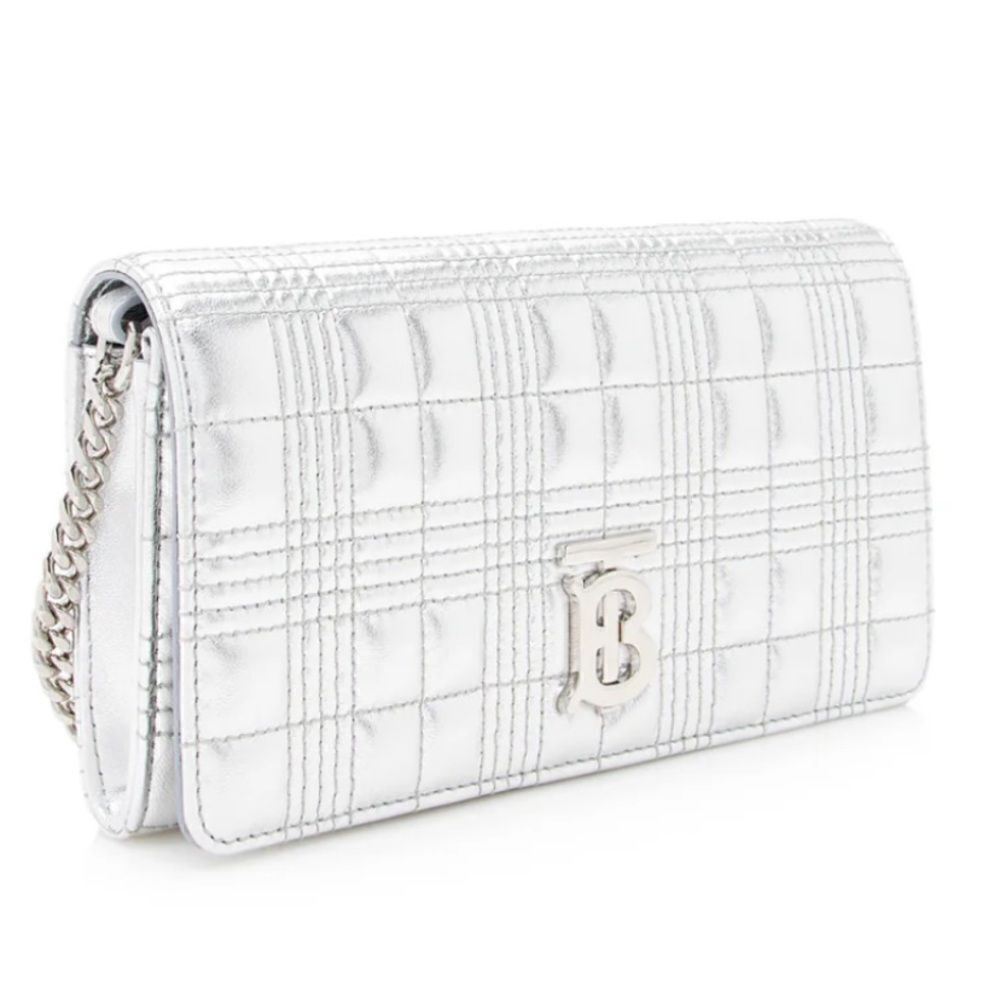 Burberry Metallic Quilted Lambskin TB Lola Wallet on Chain (SHF-22393)